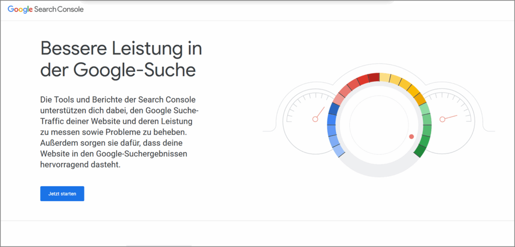 Startseite der Google Search Console