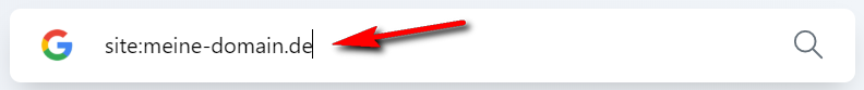 Google Indexierung im Suchfeld überprüfen mit site:meine-domain.de. 
