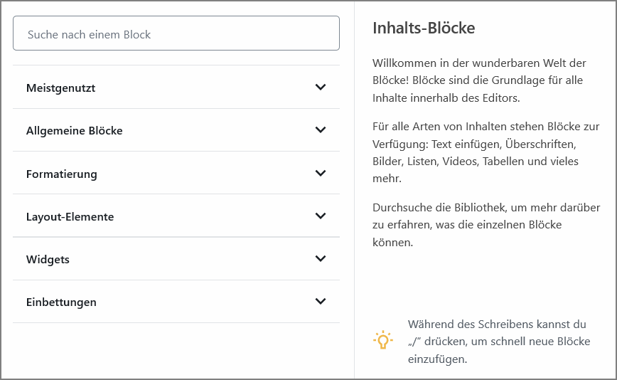 Der Block Editor von WordPress