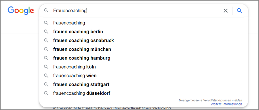 Alternative Keyword Vorschläge von Google