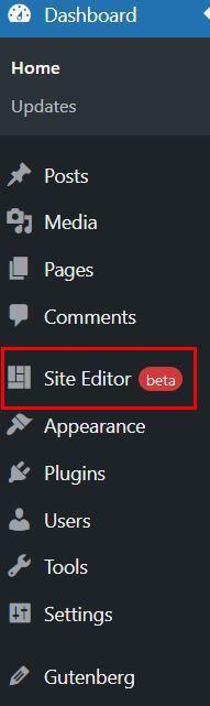 Site Editor beta in der Sidebar