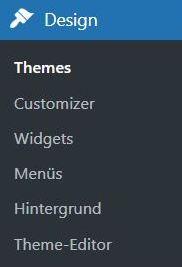Bisheriges Menü "Design"