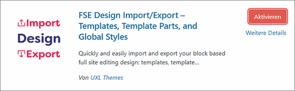Produktbild des Plugin FES Design Import/Export