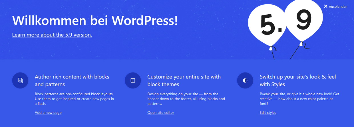 Willkommen bei WordPress 5.9