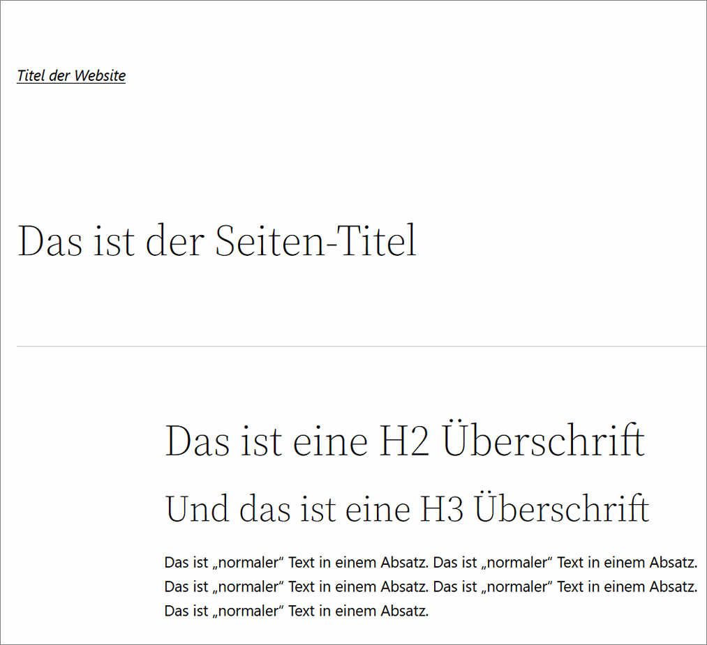 Abbildung der Standard-Fonts im Theme Twenty Twenty-Two