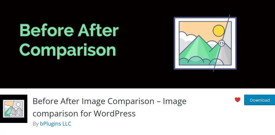 Screenshot vom Plugin Before After Image Comparison