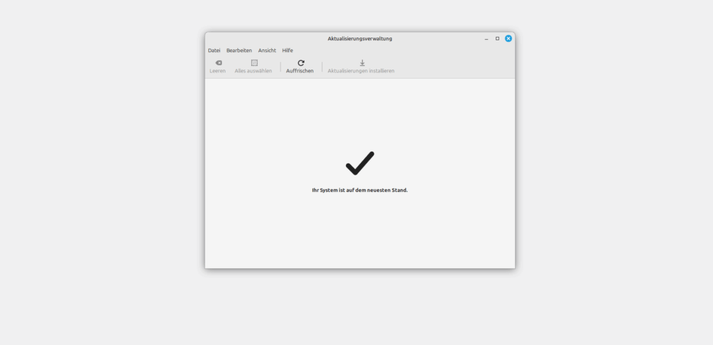 Screenshot bestätigt das erfolgreiche Update